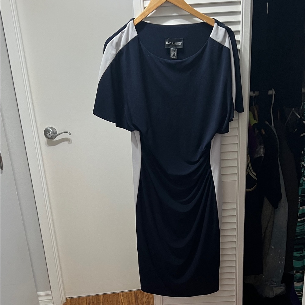 Frank Lyman Design Navy and White Midi Dress